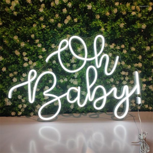 Articoli per feste Oh Baby Sign Nome Doccia con luce al neon personalizzata Primo primo compleanno Decorazione per ragazza Ragazzo Regalo Lampada da parete per matrimonio a casa