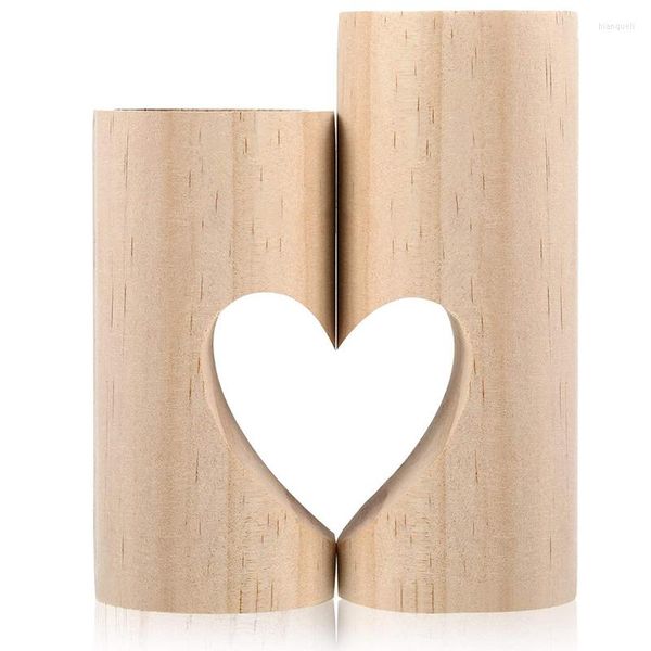 Titulares de velas Coração de madeira Tealight Titular do Dia dos Namorados Pedestal de madeira decorativa romântica