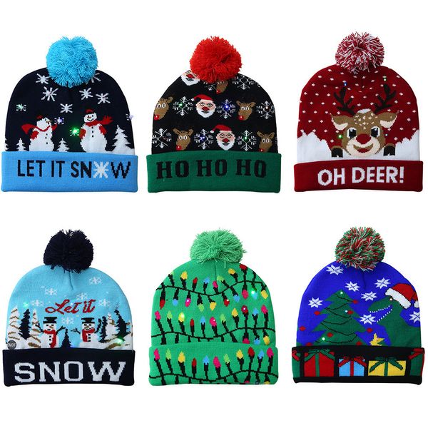 Home Autumn e Winter Fashion LED Light Knit Hat Party Party Warm Adult Ball Hat