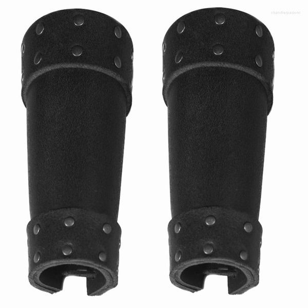 Luvas sem dedos Medieval Fighter Leather Men's Bracer Hand Andearma Protetor Armadura Larp Berserker Knight Wide Vambrace Post