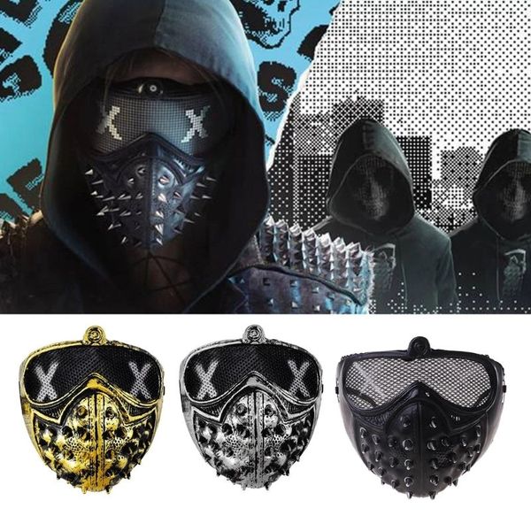 Forniture di Halloween Punk Devil Anime Mezza maschera Rivetti in plastica Colore metallizzato Fantasma in maschera Morte Costume cosplay Puntelli per feste in scena