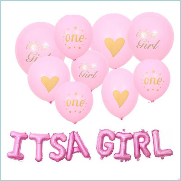 Decorazione per feste It's A Boy Girl Cuore Bambino Stampato Babyshower Decorazioni Forniture Doccia Nato Compleanno Palloncino Banner Drop Delivery Dhkpq