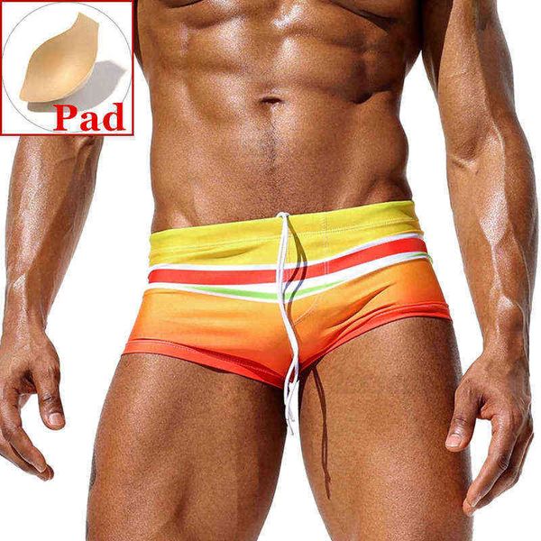 Herren Bademode Push Up Bademode Für Männer Badeshorts Strand Bademode Desmiit Badeanzug Regenbogen Badeanzug Sexy Boxer Badeanzug Slips J220913