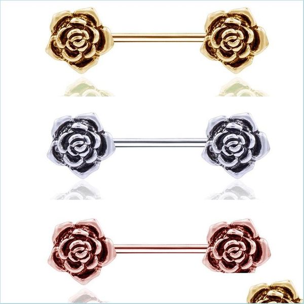 Nippelringe Edelstahl Retro Galvanisieren Rose Nippelringe Punktion Ornamente Frauen Körperschmuck 2 8Ll T2 Drop Lieferung 2021 Dh Dhhab