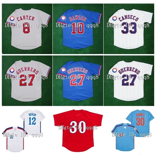 Glavintage Montreal Expos Jersey Vladimir Guerrero Gary Carter Cliff Floyd Jose Canseco Pedro Martinez Tim Raines Rondell White Tom Brady Pete