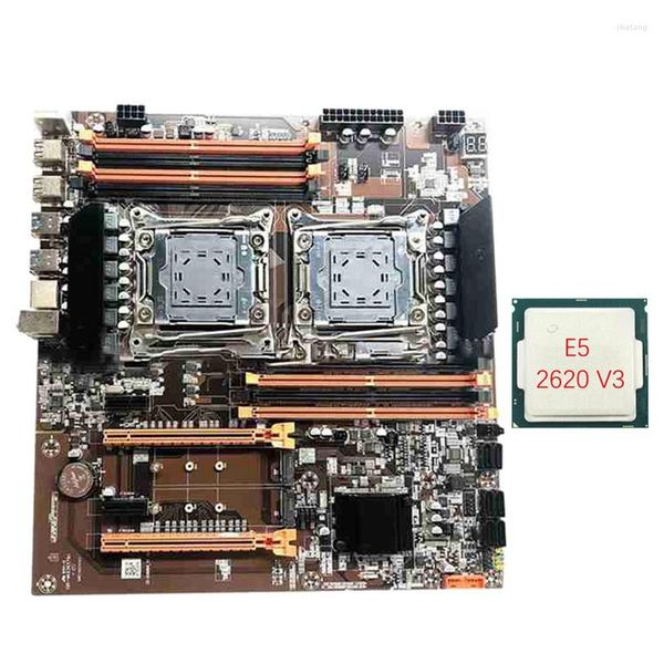 Motherboards X99 Dual Server Motherboard mit E5 2620 V3 CPU Support DDR4 REC RAM PCI-E 16x M.2 Schnittstellencomputer