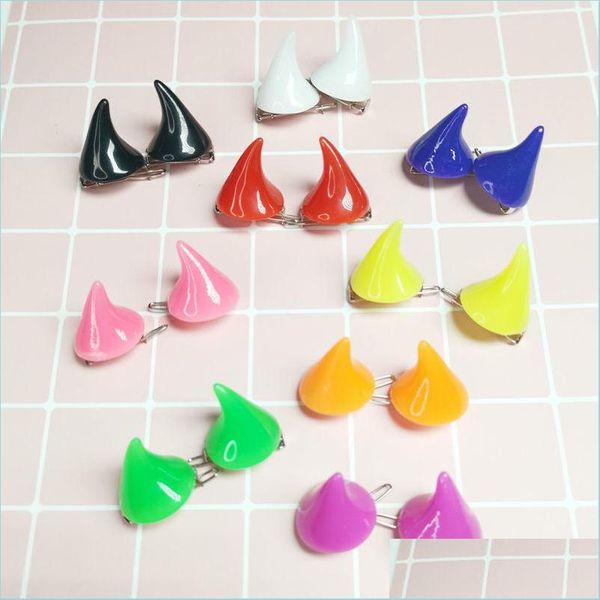 Клипы для волос Barrettes Halloween Devil Horns Hairpin Neon Colors angel harajuku милые преувеличенные зажимы для волос C3 Drop Delivery 2021 J DHTDC