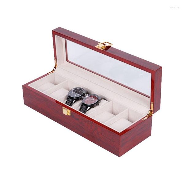 Смотреть коробки Wood Storag 6 Slots Watch Display Box Jewelry Case Organizer Promotion