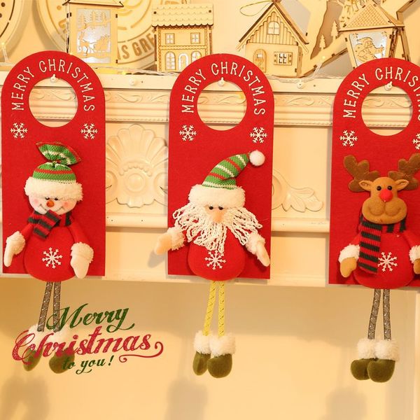 Feliz Christmas Door Hanger Pingents Knob Xmas não tecidos portas de tecido Handle Hanking Sign para a decoração de casa de festa de férias RRE14323