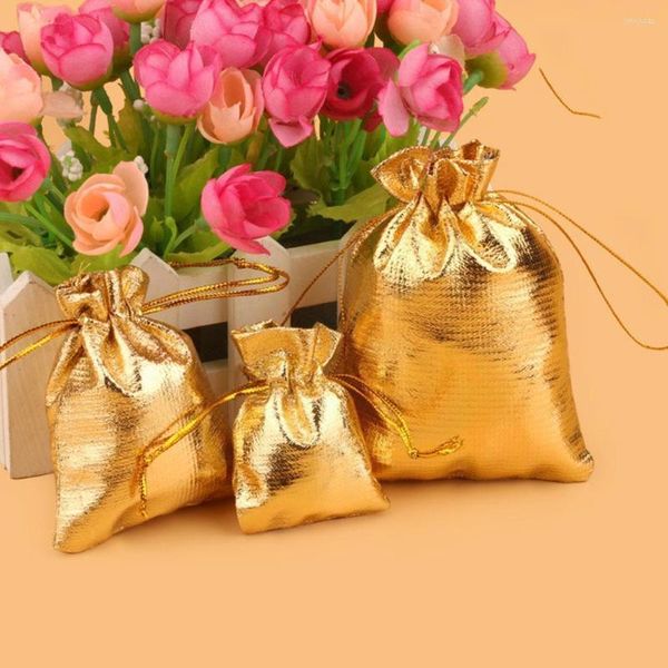 Wrap regalo 100pcs/lotto borse di imballaggio per gioielli regolabili in oro Silver favore 7x9 Bag di colore da festa matrimonio 10x15cm 9x12 Candy 5x7 Disegna S1T6