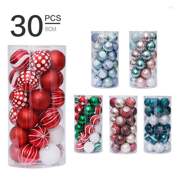 Decoração de festa 30 PCs coloridas bolas de Natal ornamentos de árvore pingente de festival de férias decorações de casa 6cm