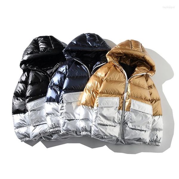 Masculino masculino parkas masculino bright bright bright para 2022 tendências de moda contraste color roupas de esqui à prova d'água homens bolhas de esqui à prova d'água