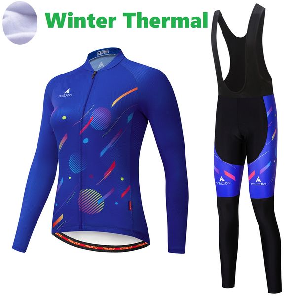 2024 Pro Women Meteor Blue Winter Cycling Jersey Set Mountaive Mountaive Bike Clowing Clothing дышащая велосипедная одежда MTB носить костюм B17