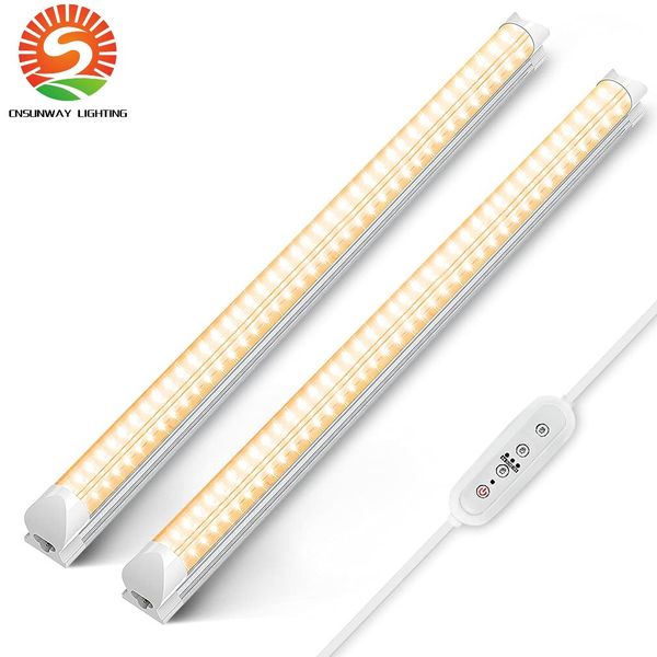 Luzes de cultivo do tubo de LED de CNSunway para plantas internas de fábrica de espectro completo Lâmpadas de cultivo com plugue de timer liga/desliga automático e reprodução de luminária de luminária de 12 polegadas de 12 polegadas