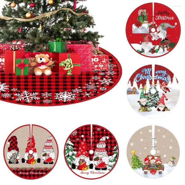 Decorazioni natalizie 90 cm gonna per albero base copertura extra large cartone animato Babbo Natale bianco beige tinta unita fiocchi di neve di velluto rosso personalizzati