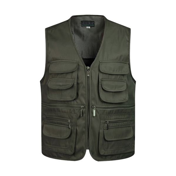 Herrenwesten Herren Multi-Pocket Classic Weste Männlich Ärmellos Entladen Solid Coat Arbeitsweste Pographer Tactical Mesh Vest Jacket 220919