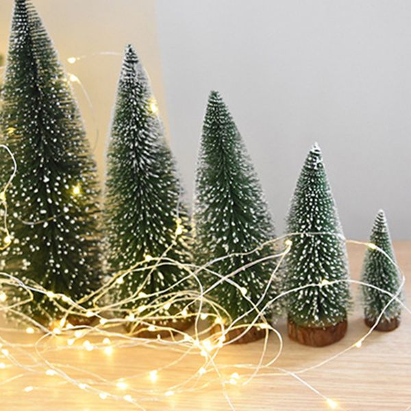 Oggetti decorativi Figurine Mini Pino Albero di Natale Decorazioni da tavolo artificiali Festival Alberi in miniatura in plastica Anno per Natale 220919