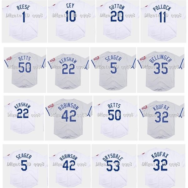 GLA1981 Jersey de beisebol Los Mookie Betts Clayton Kershaw Jackie Robinson Sandy Koufax Pollock Fernando Valenzuela Kirk Gibson Cey Pee Wee Reese