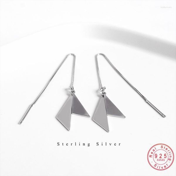 Brincos de garanhão 925 Sterling Silver Minimalist Mirror Triangle Tassels for Women Fashion Wedding Party Jewelry Acessórios