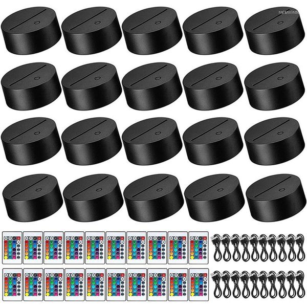 Titulares de lâmpadas 20pcs 3d Night LED Base Light 16 Cores Displa