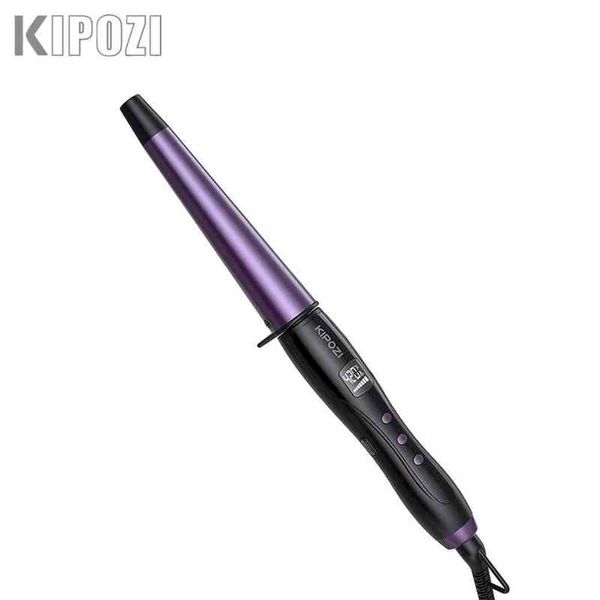 Кергельщики выпрямители Kipozi Pro Conical Curling палочка Двойное напряжение 3/4-1 1/4 дюйма керлинг-палочка керамические волосы керлинг палочка цифровое управление с перчаткой T220916