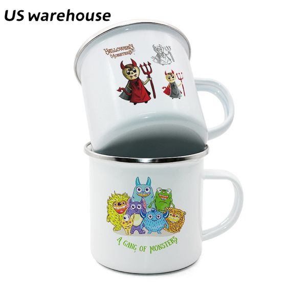 US Warehouse 8oz Sublimation esmalte a caneca de esmalte com alça em branco Tumbler de vinho Copo Diy Printing Z11