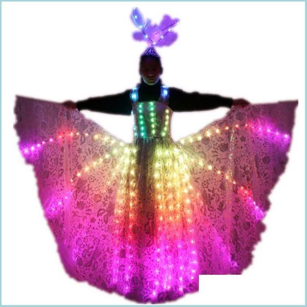 Украшение вечеринки F Цвет пиксельной светодиодной юбки мечтательно светящиеся свадебные крылышки Pettiskirt для сценических выступлений. ДОСТАВКА 2021 HOM DHG0T