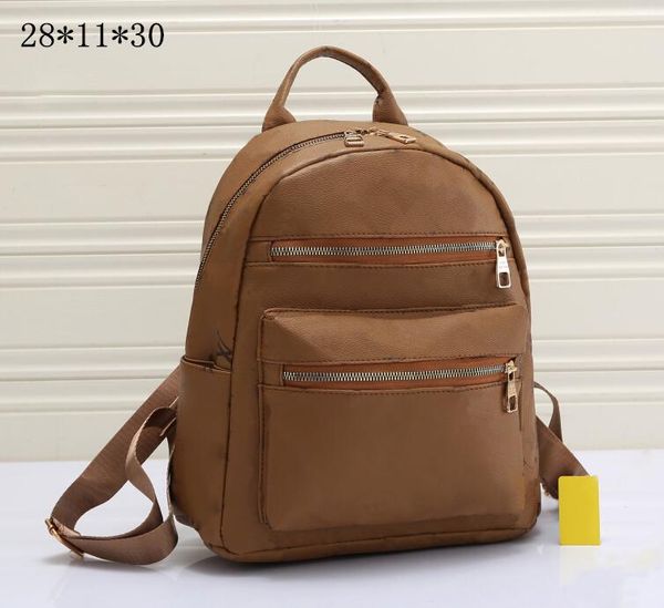 Klassischer Rucksack-Stil, Luxus-Designer-Tragetaschen, Damenmode-Handtaschen, zwei Schultergurte, Taschen, Brief-Reißverschluss, 28 cm, Damen, einfarbig, Innenfach, Geldbörse, Geldbörsen