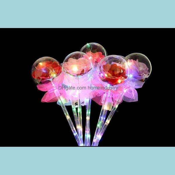 Decorazione per feste Bomboniera a led Accendi Bacchette per fiori a forma di rosa rossa incandescente Bobo Ball Stick per matrimonio Otg16