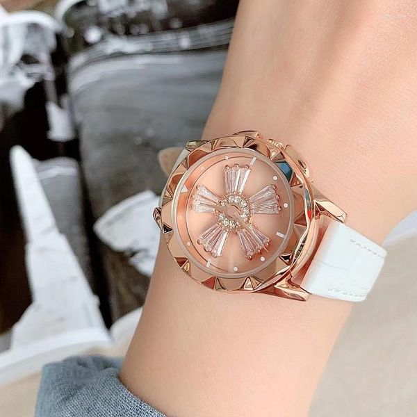 Orologi da polso di lusso da donna orologio impermeabile quadrante rotante orologi da donna al quarzo con diamanti per orologio Relogio Femino