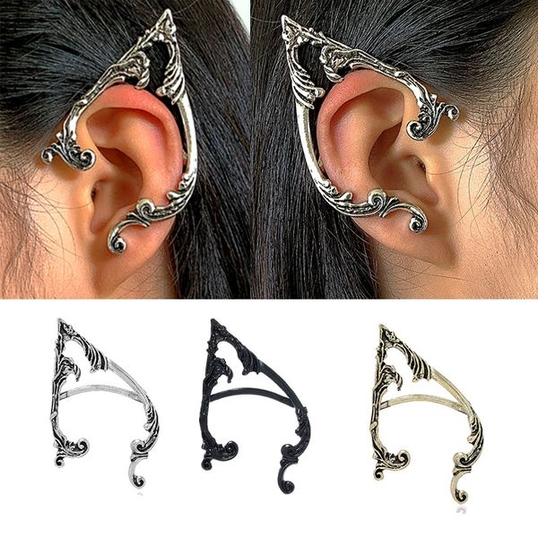 Gothic Elfen Ohrmanschette Piercing Knorpel Kletterer Ohrpackung Retro Silber Bolzen Ohrring Punk Hip Hop Clip auf Statement Ohrringe Geschenk