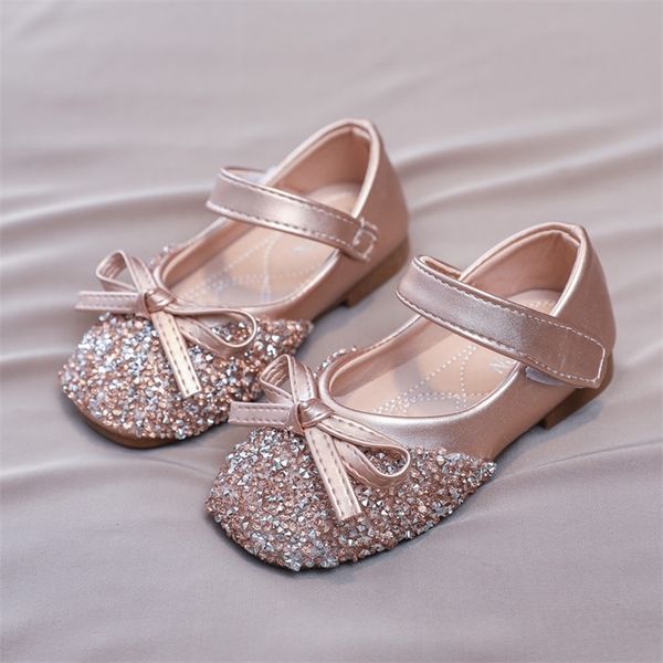 Turnschuhe Baby Mädchen Schuhe Leder Wohnungen Prinzessin Bling Kleid Für Party Hochzeit Bühne Leistung Kinder Kleinkinder 220920