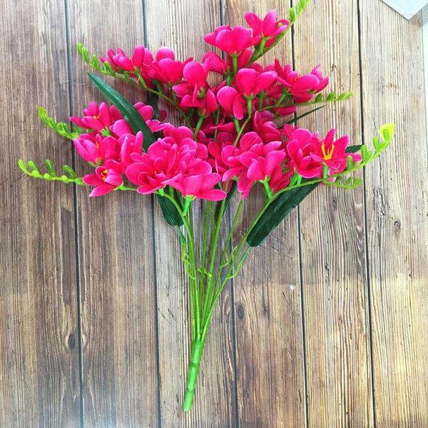 Fiori decorativi Fiore artificiale di fresia con 9 rami per la decorazione del soggiorno di casa