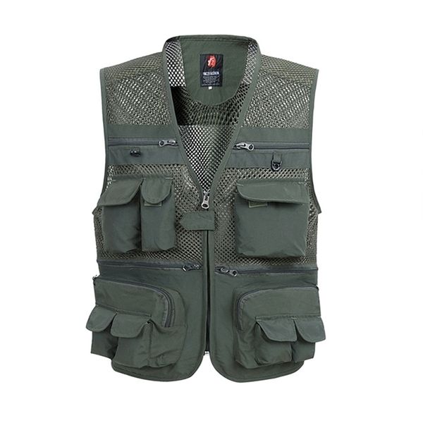 Gilet da uomo Gilet estivo in rete per uomo Primavera Autunno Gilet maschile casual sottile e traspirante Gilet multitasche da uomo Baggy 5XL con molte tasche 220919