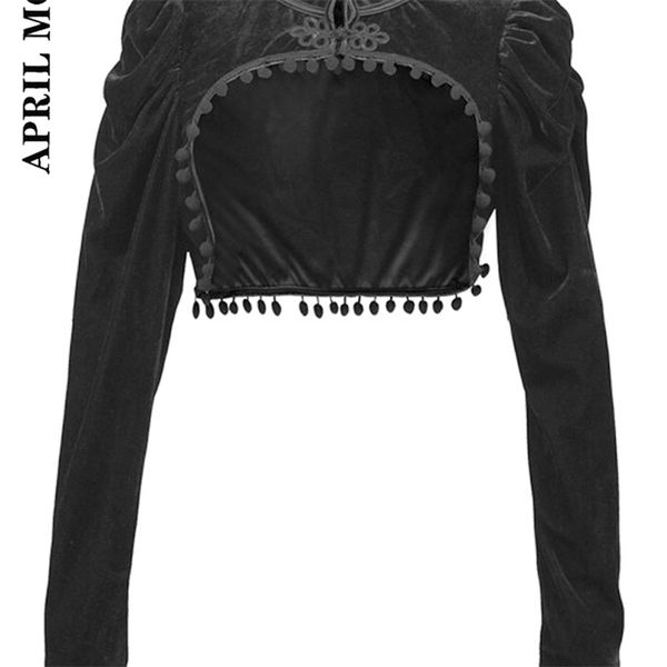 Giacche da donna Gotico Velluto nero Corto Steampunk Giacca corta Manica lunga Donna Party Bolero Cappotto vittoriano Corsetto vintage Accessori 220919