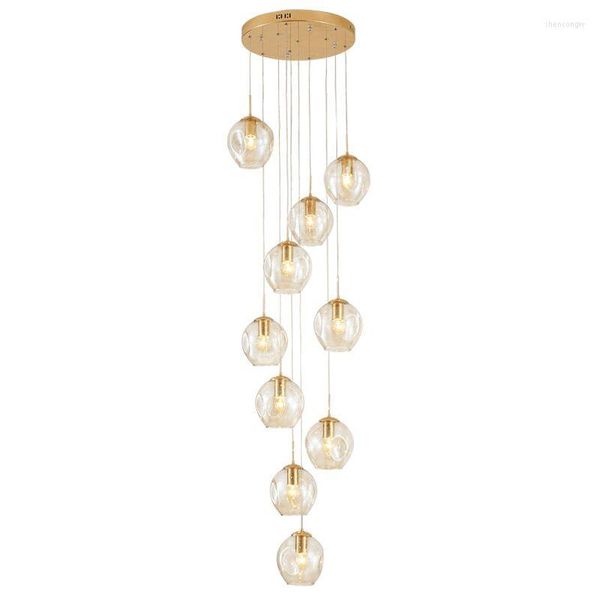 Lâmpadas pendentes modernas minimalistas de fumaça cinza magia lustre de vidro de feijão pode ser personalizada Decoração de escada duplex de iluminação LED LED