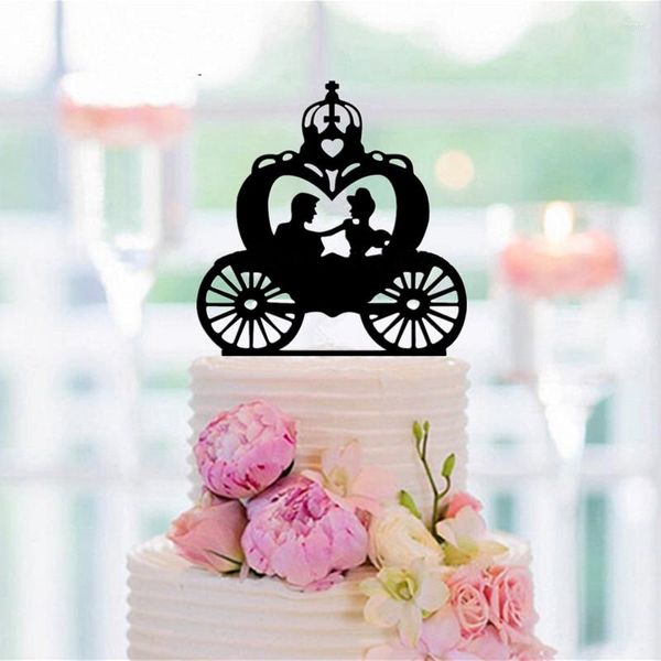 Forniture festive Wedding Cake Topper Sposa e sposo nella silhouette della carrozza per la festa di anniversario di fidanzamento