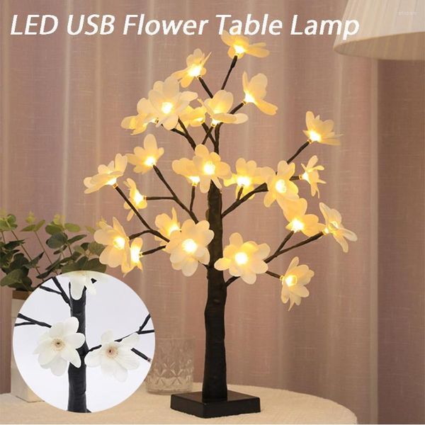 Tischlampen LED-Simulationsblumenlampe USB-betriebener Weihnachtsbaum Lichterketten Nachtschlafzimmerdekoration Muttertagsgeschenk