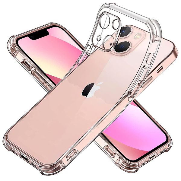 Capa transparente à prova de choque de airbag para iPhone 14 13 12 11 Pro Max Mini X Xs XR Max 7 8 Plus SE Soft TPU Bumper Clear Phone Back Cover Cases