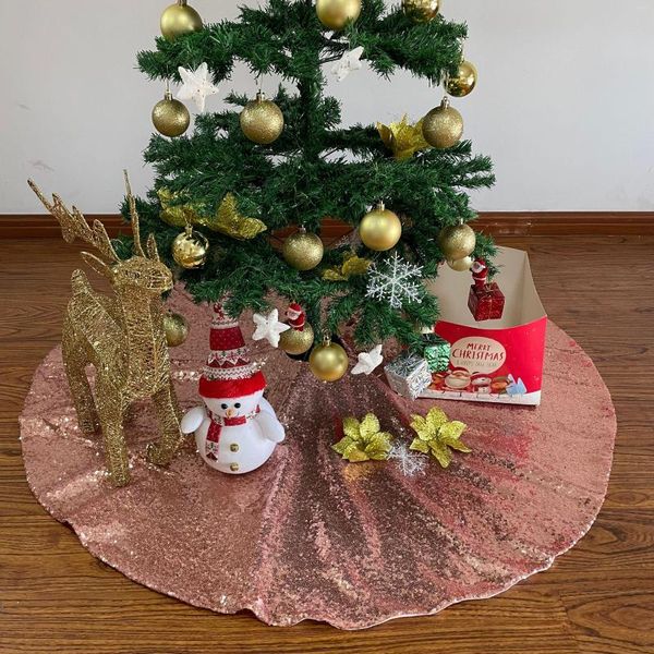 Weihnachtsdekorationen CT001A 48 Zoll Baumrock Roségold Paillettenröcke plus Weihnachtsfeiertagsparty-Ornamente für den Außenbereich