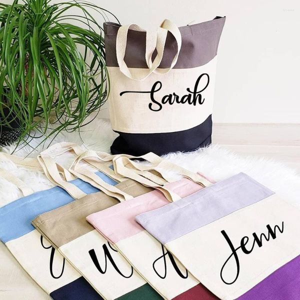 Geschenkverpackung, individueller Name oder Muster, Strandtasche, personalisierte Brautjungfern-Tragetasche, Baumwoll-Canvas, Hochzeitstaschen