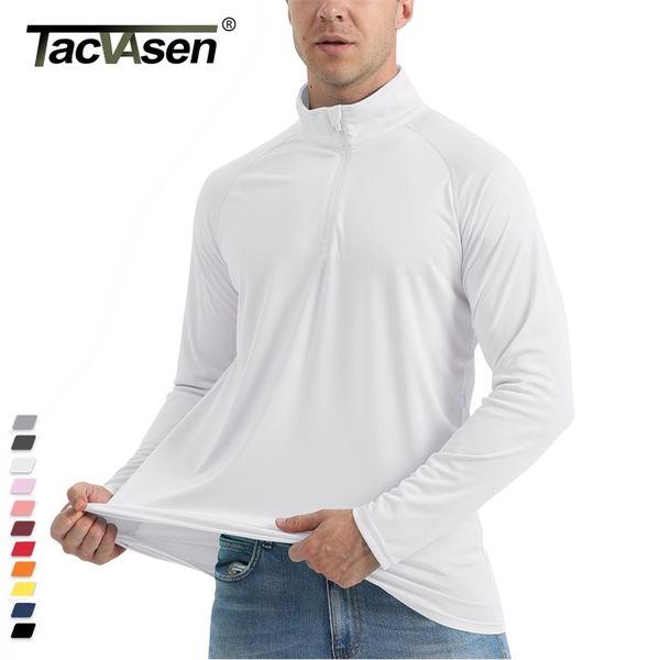 Camisetas masculinas Tacvasen UPF 50 Camiseta de prote￧￣o Sunuv 14 Pullover zip de z￭per de pesca ao ar livre Desempenho de caminhada UV camisetas Tops 220920