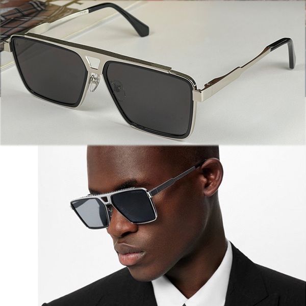 Nuovi occhiali da sole sfumati per uomo Fashion 1.1 Evidence Occhiali in metallo Occhiali quadrati a forma di V con montatura grande Z1585 Design del marchio Modello di lusso con stampa a quadri Lunette