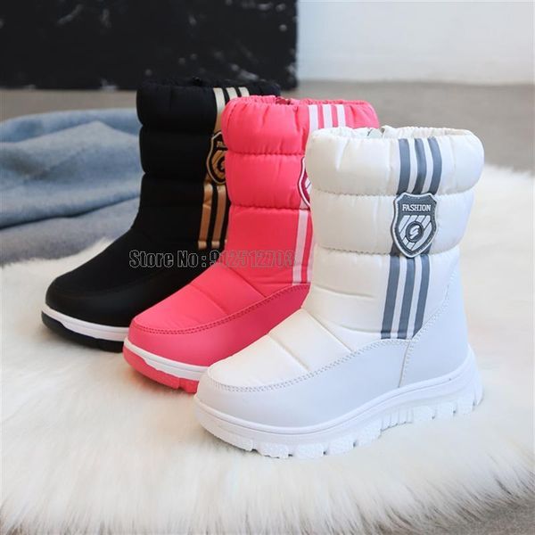 Botas Inverno Bot de pele quente Inverno Crianças Black Furry Girl impermeável calçados de neve de neve Kid Sapatos de bebê 220921