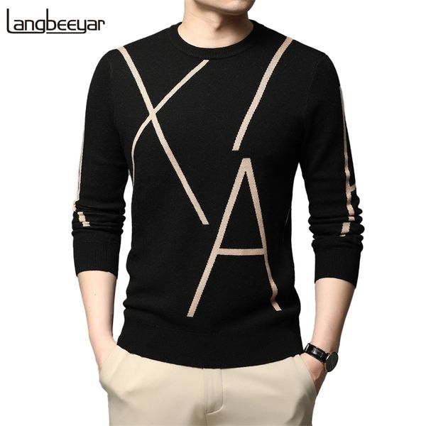 Sweaters masculinos Marca de moda Knit Designer de ponta do inverno Pullover de lã Black Sweater para Man Cool Autum Casual Jumper Mens Clothing 220920