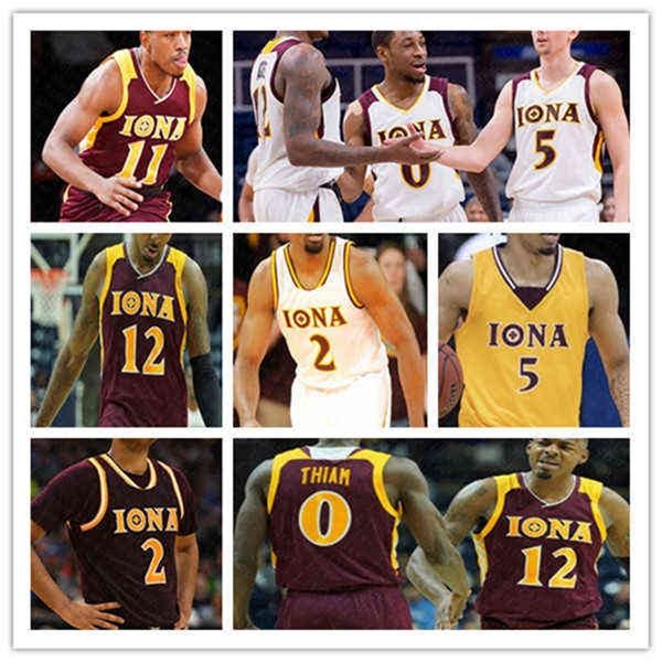 Wskt trägt das individuelle College-Basketballtrikot von Iona Gaels, Isaiah Ross, Nelly Junior, Joseph Tahlik, Chavez, Dwayne Koroma, Dylan Van Eyck, Berrick JeanLou