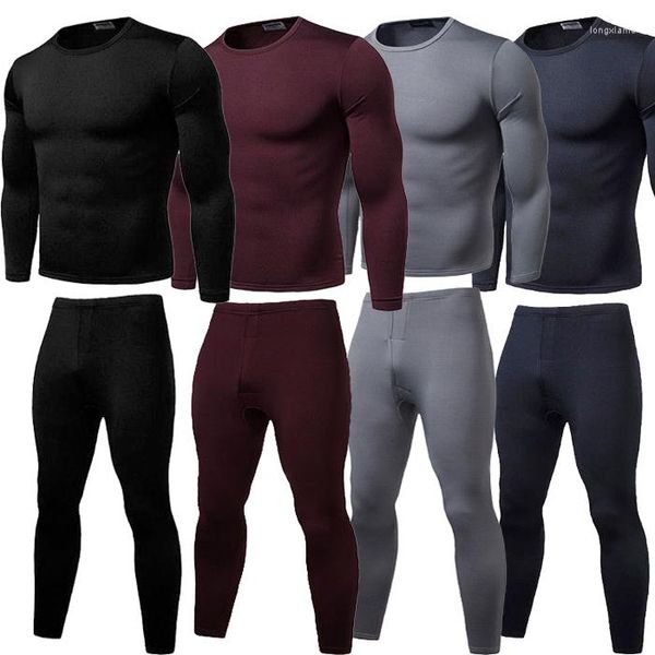 Tute da uomo 2PCS Mens Winter Warm Ultra-Soft Fleece foderato Thermal Top Bottom Underwear Set Men Ropa Termic Long Johns