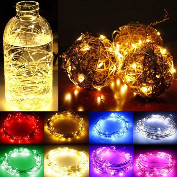 2pcs LED LUZES DE FAIRA LEDOS DE COBRO LEDS SURCA LUZ LUZ DE Lâmpada de Natal Iluminação de Garland para Ano Novo Decoração de Festa de Casamento