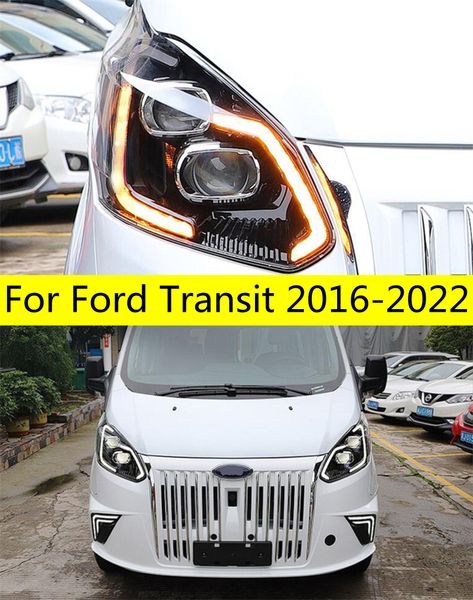 2 Stück Lichter für Ford Transit 20 16–2022 LED-Scheinwerfer DRL Tagfahrlicht Blinker Scheinwerfer Ersatz Nebelscheinwerfer