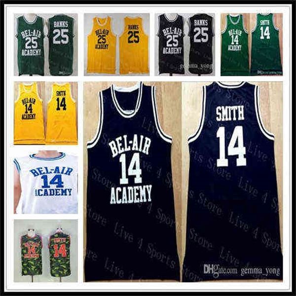 Wskt College indossa uomini economici FRESH PRINCE OF BEL-AIR Movie Sewn Basketball 14 WILL SMITH 25 Carlton Banks Tutte le maglie cucite Embro di alta qualità